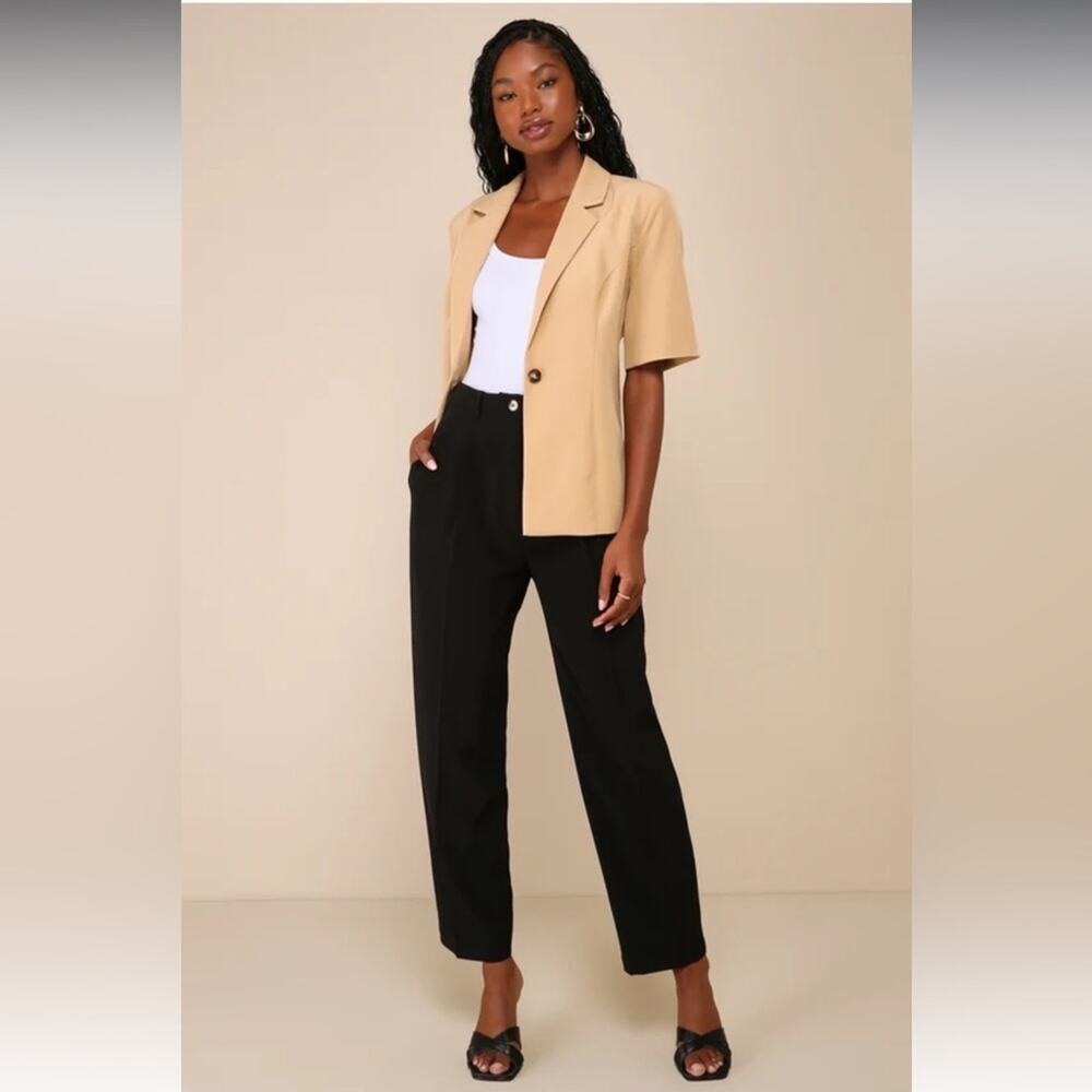 Lulu’s Women’s Sz Large Sophisticated Company Black Straight Leg Trouser Pants